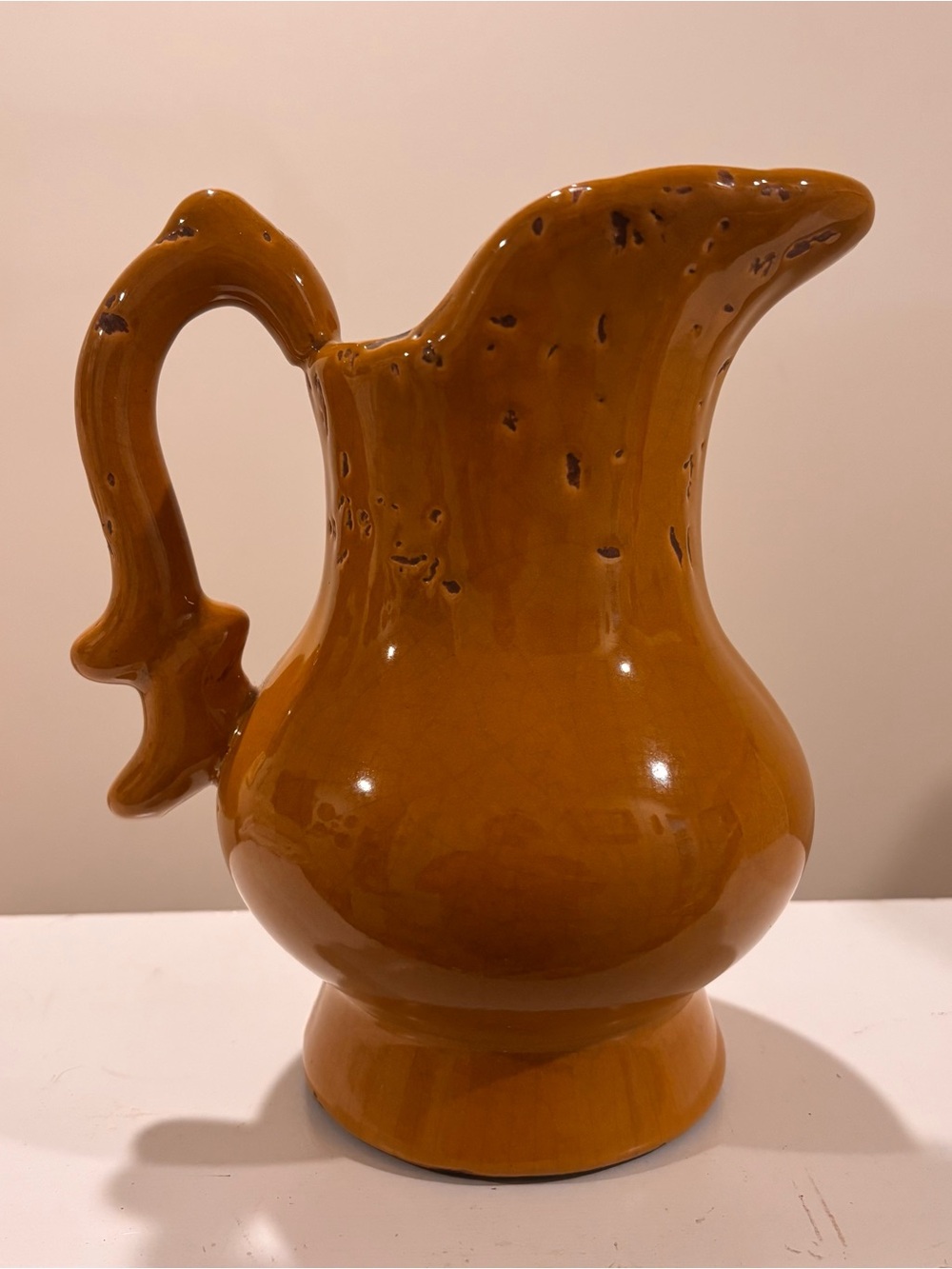 Mustard Yellow Ceramic Pitcher - Unbranded Decorative Home Art